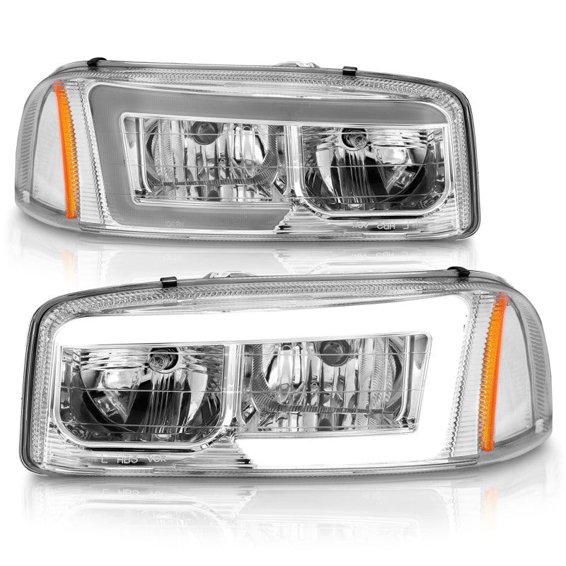 Anzo 99-17 GMC Sierra/Denali Headlights Chrome Amber (w/C Light Bars) - 111523-C-Dub Tech