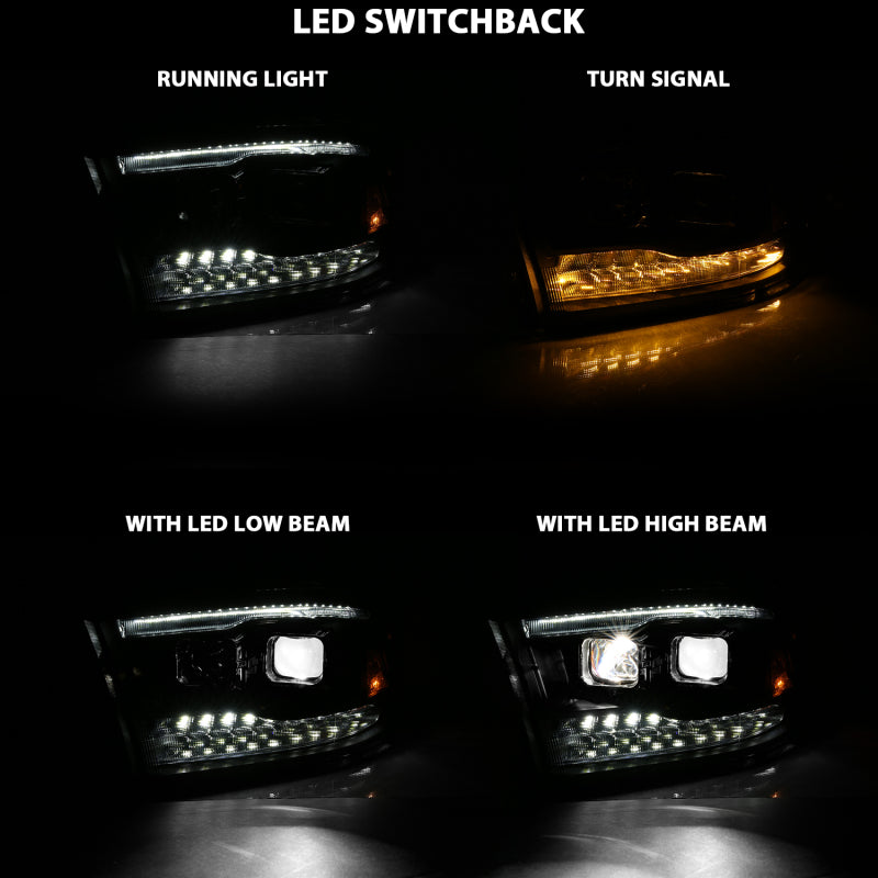 ANZO 2019-2020 Dodge Ram 1500 LED Projector Headlights Plank Style - 111494-R-C-Dub Tech