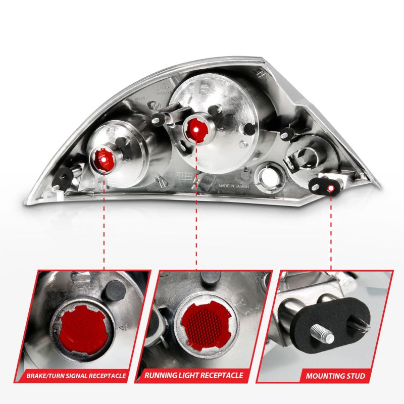 ANZO 2000-2005 Mitsubishi Eclipse Taillights Black - 221081-C-Dub Tech