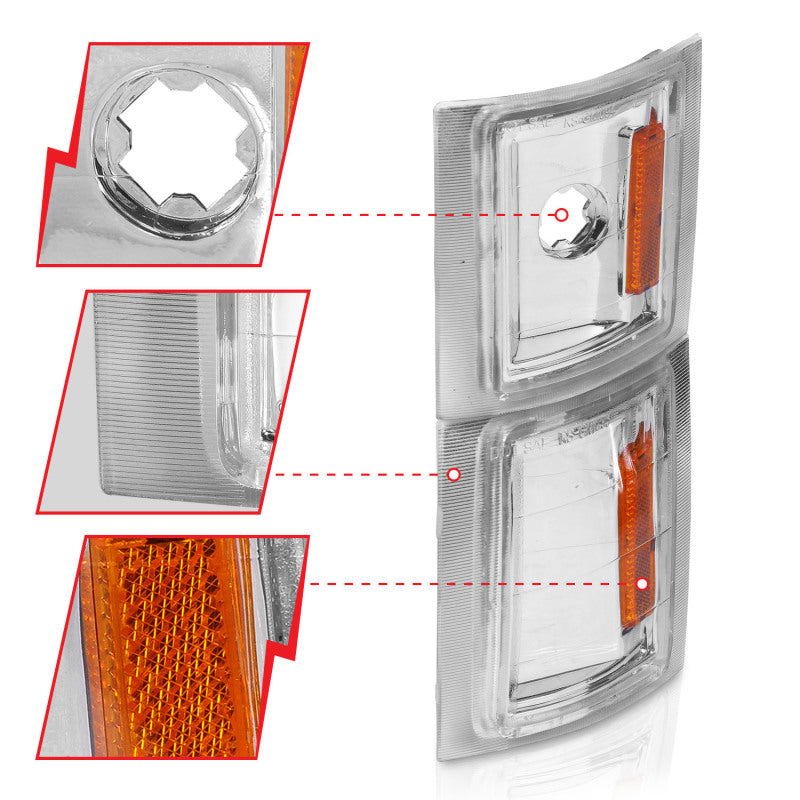 ANZO 1994-1998 Chevrolet Blazer Corner Lights Clear Lens w/ Amber - 521041-C-Dub Tech