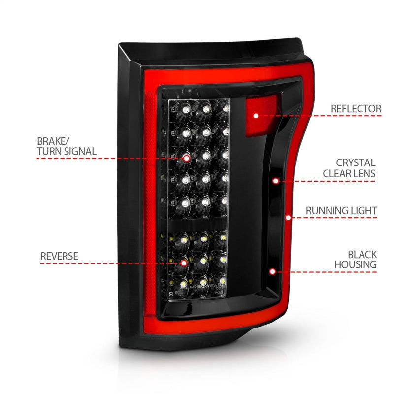 ANZO 2015-2016 Ford F-150 LED Taillights Black - 311261-C-Dub Tech