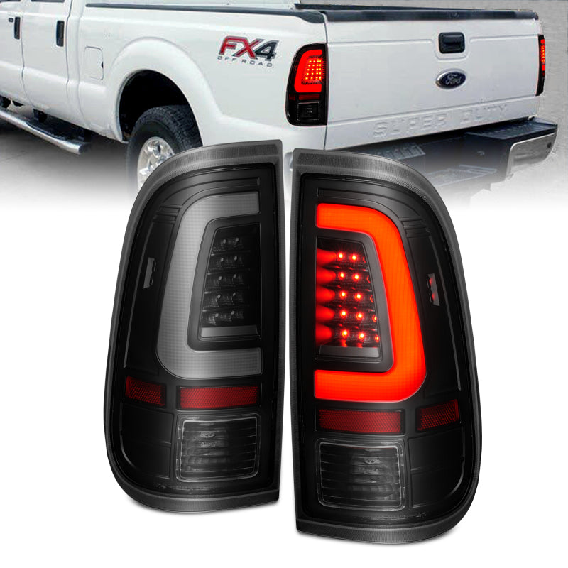 ANZO 2008-2016 Ford F-250 LED Tail w/ Lights Bar Black - 311379-C-Dub Tech