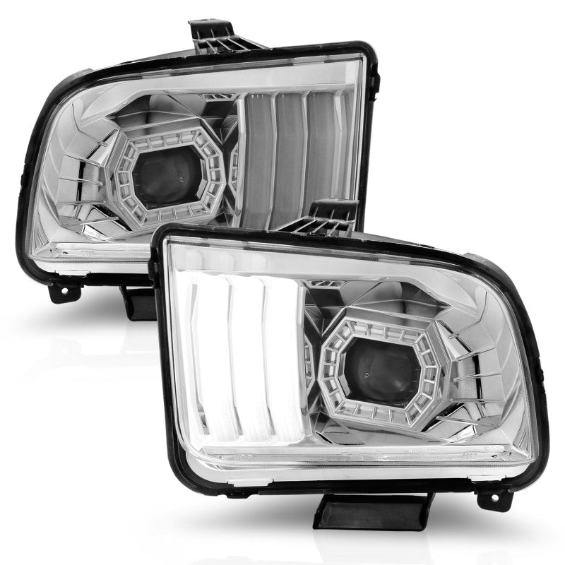 ANZO 05-09 Ford Mustang (w/Factory Halogen HL Only) Projector Headlights - 121567-C-Dub Tech
