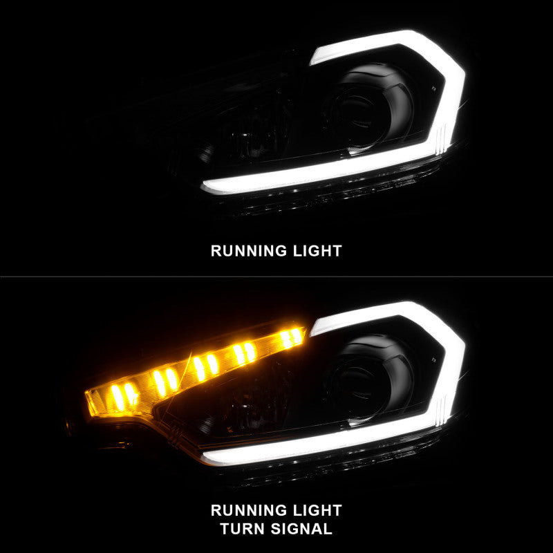 ANZO 2014-2016 Kia Forte Projector Headlights w/ Light Bar Black - 121560-C-Dub Tech
