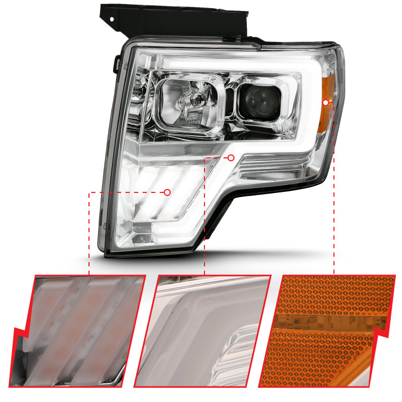 ANZO 2009-2013 Ford F-150 Projector Light Bar G4 Switchback H.L. - 111470-C-Dub Tech