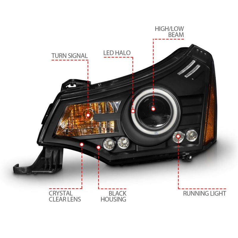 ANZO 2008-2011 Ford Focus Projector Headlights Black - 121272-C-Dub Tech