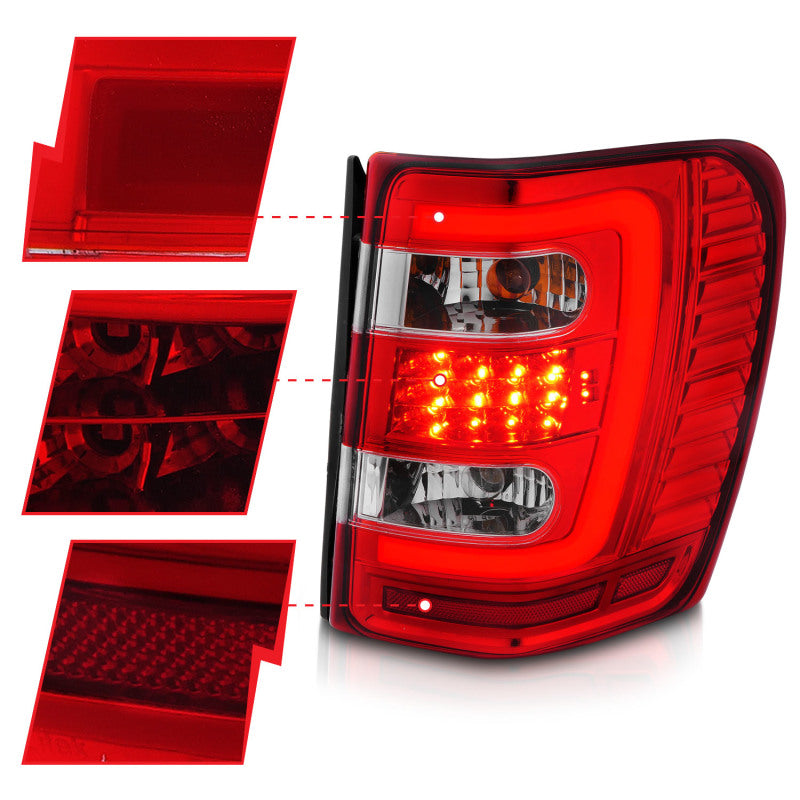 ANZO 1999-2004 Jeep Grand Cherokee LED Tail Lights w/ Light - 311396-C-Dub Tech