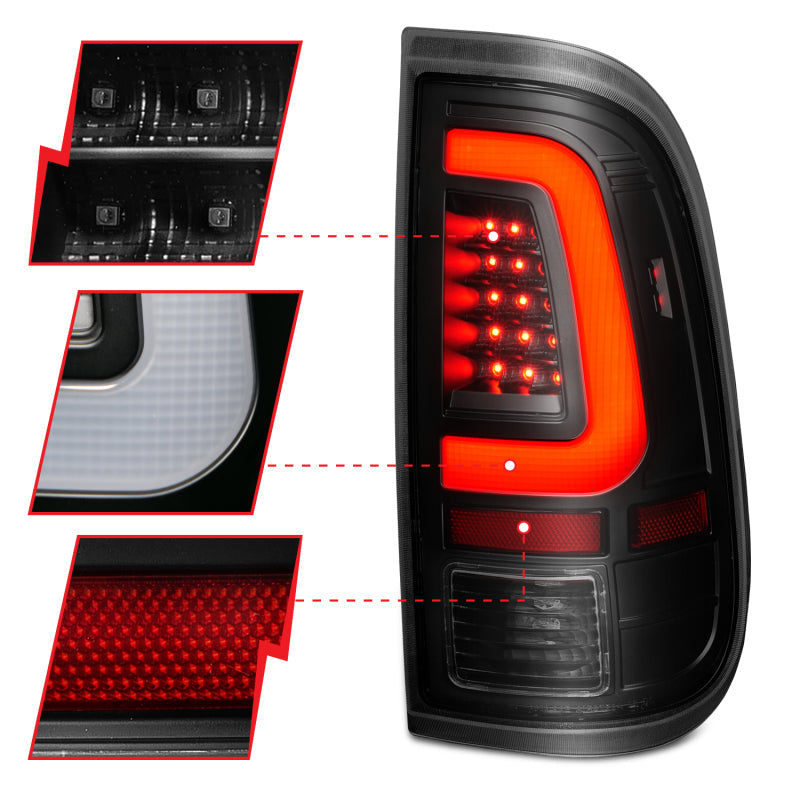 ANZO 2008-2016 Ford F-250 LED Tail w/ Lights Bar Black - 311379-C-Dub Tech