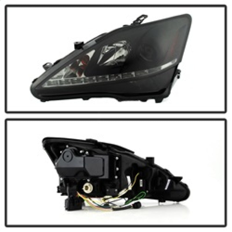Spyder Lexus IS 250/350 2006-2010 Projector Headlights DRL Black Smoke - 5080073
