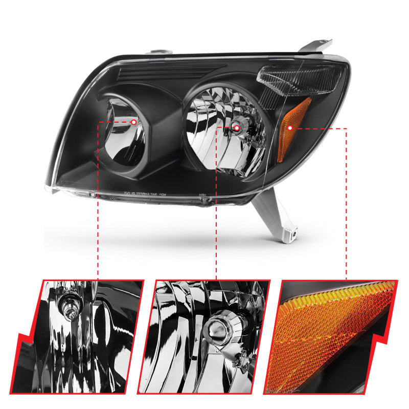 ANZO 2003-2005 Toyota 4Runner Crystal Headlights Black - 111394-C-Dub Tech