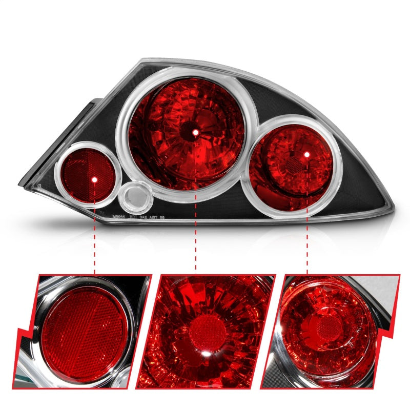 ANZO 2000-2005 Mitsubishi Eclipse Taillights Black - 221081-C-Dub Tech