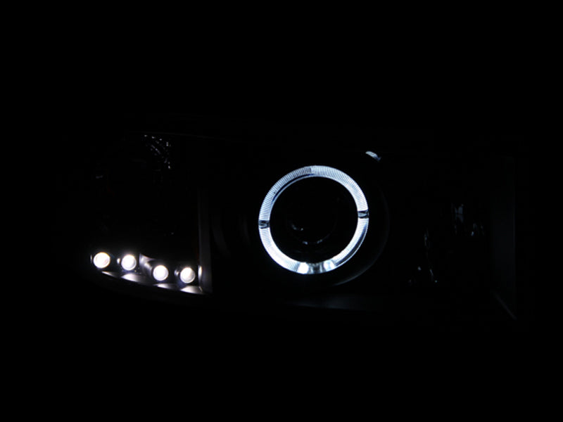 ANZO 1994-2001 Dodge Ram Projector Headlights w/ Halo Black - 111196-C-Dub Tech