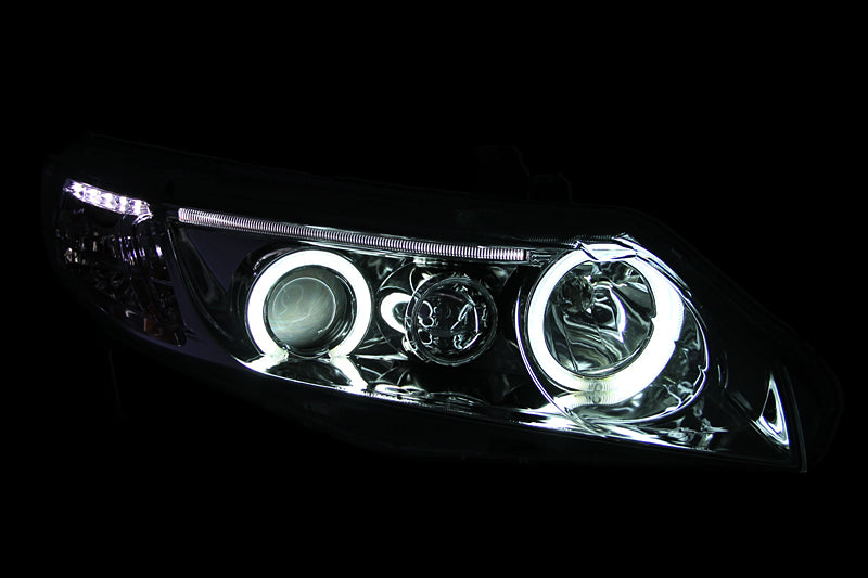 ANZO 2006-2011 Honda Civic Projector Headlights w/ Halo Chrome (CCFL) - 121061-C-Dub Tech