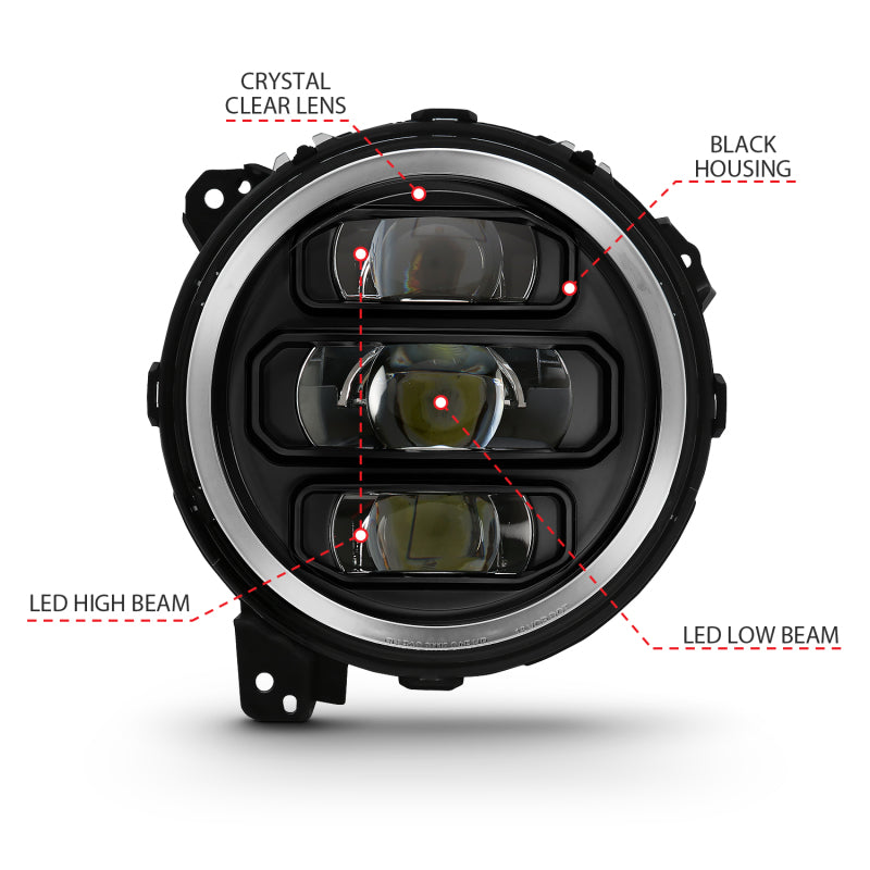 ANZO 2018-2019 Jeep Wrangler Full Led ProjectorH.L Black - 111466-C-Dub Tech