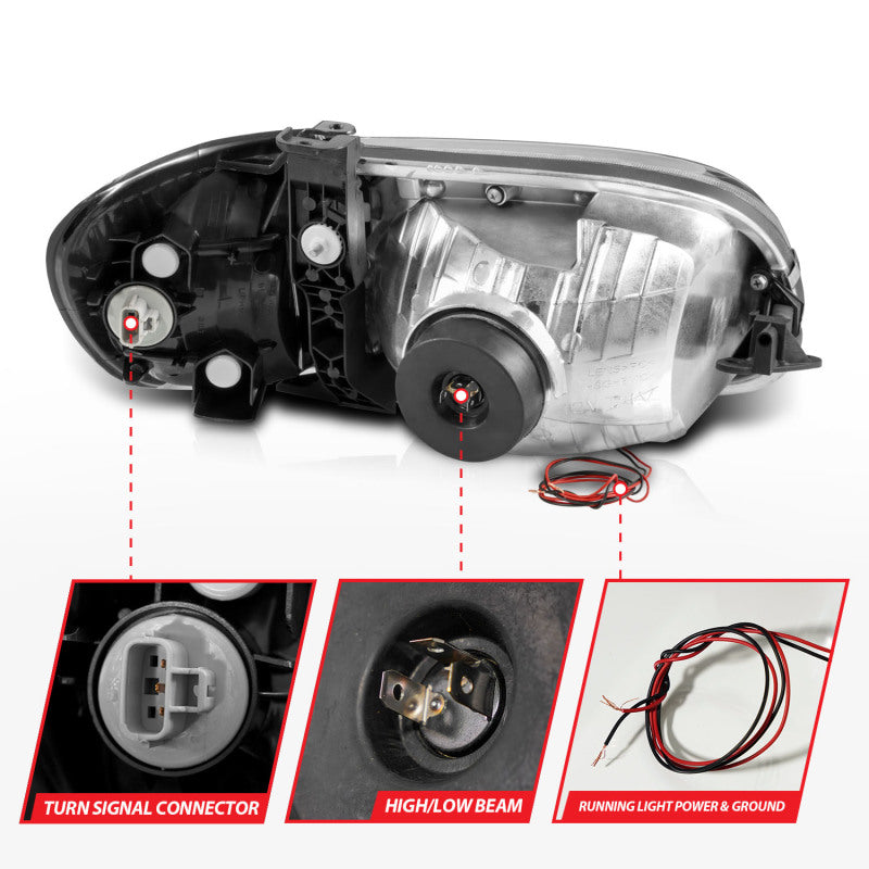 ANZO 00-04 Toyota Tundra (Fits Reg/Acc Cab Only) Crystal Headlights - 111579-C-Dub Tech