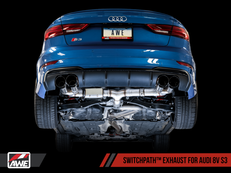 AWE Tuning Audi 8V S3 SwitchPath Exhaust w/Diamond Black Tips - 3025-43072-C-Dub Tech
