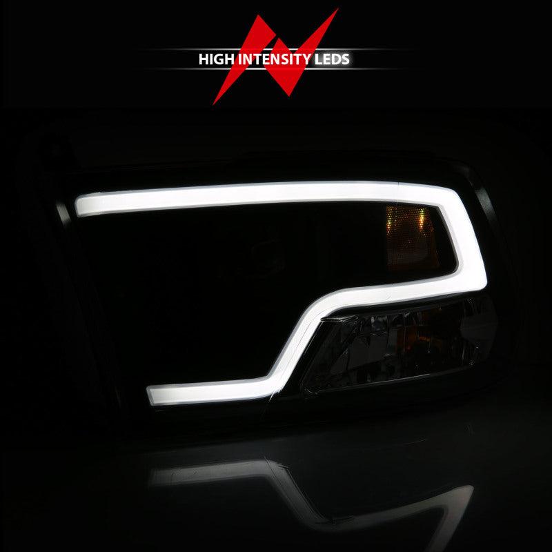 ANZO 09-18 Dodge Ram 1500 Plank Style Projector Headlights Black - 111404-C-Dub Tech