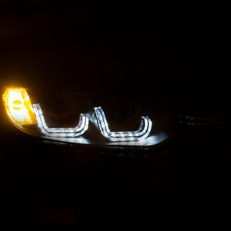 ANZO 2012-2015 BMW 3 Series Projector Headlights w/ U-Bar Black - 121506-C-Dub Tech