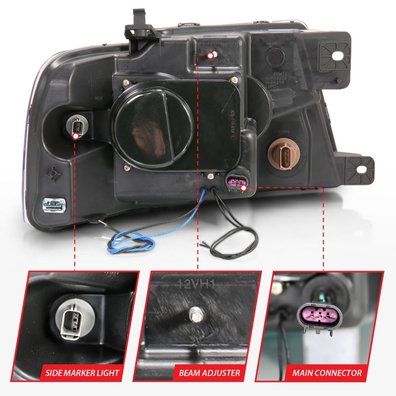 ANZO 2004-2008 Ford F-150 Projector Headlights w/ Halo and LED - 111028-C-Dub Tech