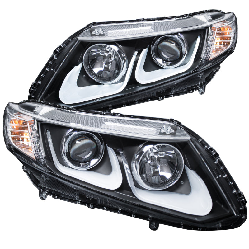 ANZO 2012-2015 Honda Civic Projector Headlights w/ U-Bar Black - 121479-C-Dub Tech
