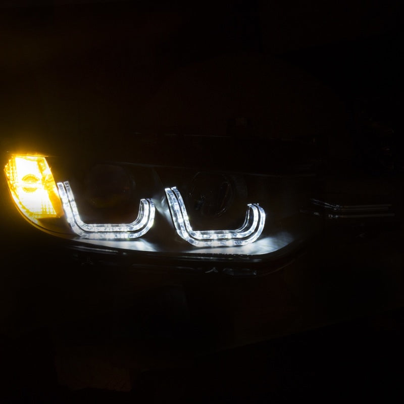 ANZO 2012-2015 BMW 3 Series Projector Headlights w/ U-Bar Black - 121506-C-Dub Tech