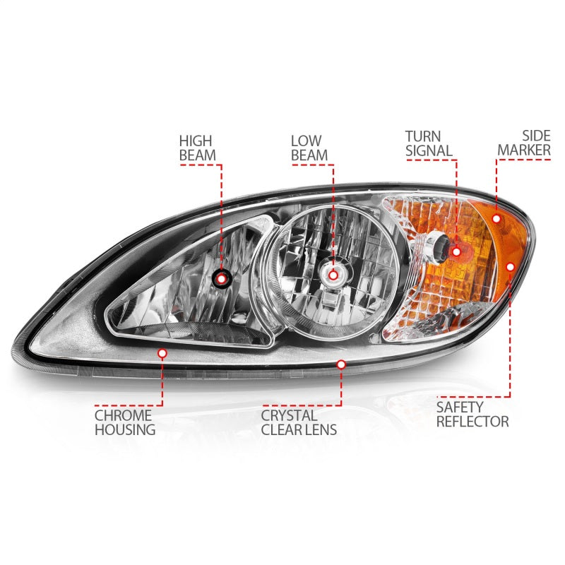 ANZO 2008-2016 International Prostar Crystal Headlights Chrome Housing - 131033-C-Dub Tech