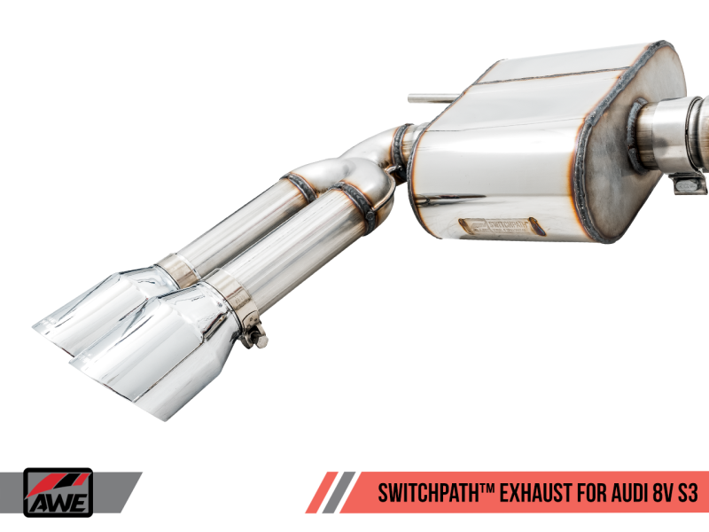 AWE Tuning Audi 8V S3 SwitchPath Exhaust w/Chrome Silver Tips - 3025-42068-C-Dub Tech