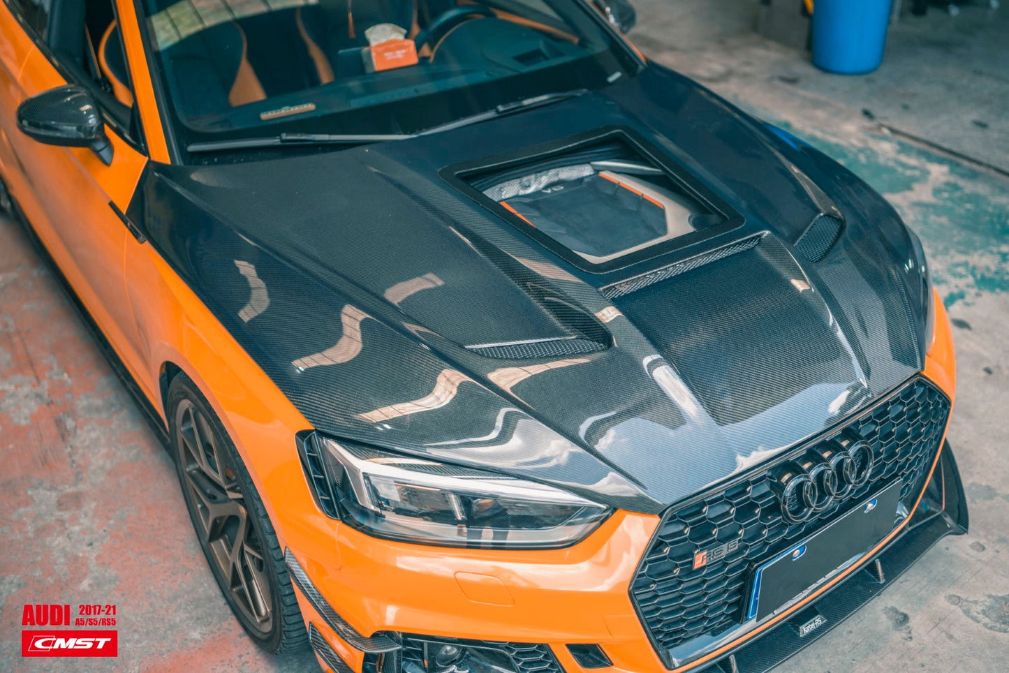 CMST Tuning Carbon Fiber Hood Bonnet Glass Transparent Clearview for Audi RS5 S5 A5 B9 B9.5 2017-ON