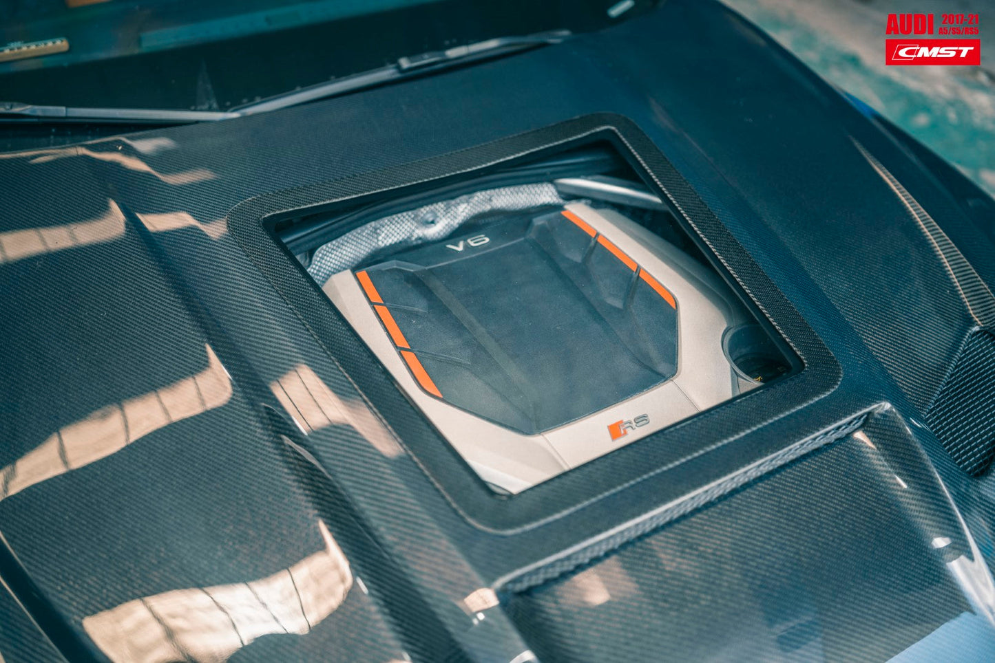 CMST Tuning Carbon Fiber Hood Bonnet Glass Transparent Clearview for Audi RS5 S5 A5 B9 B9.5 2017-ON