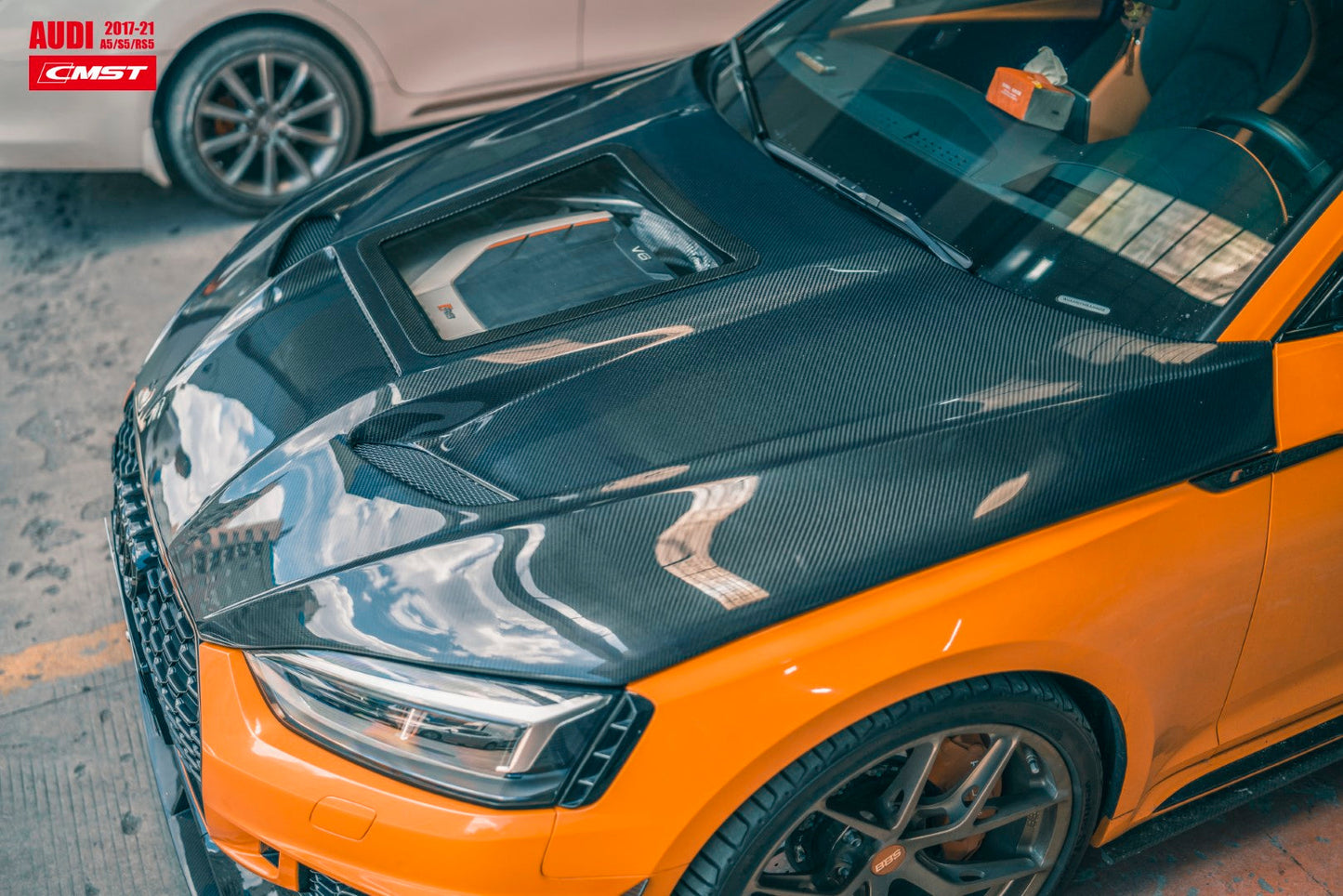 CMST Tuning Carbon Fiber Hood Bonnet Glass Transparent Clearview for Audi RS5 S5 A5 B9 B9.5 2017-ON