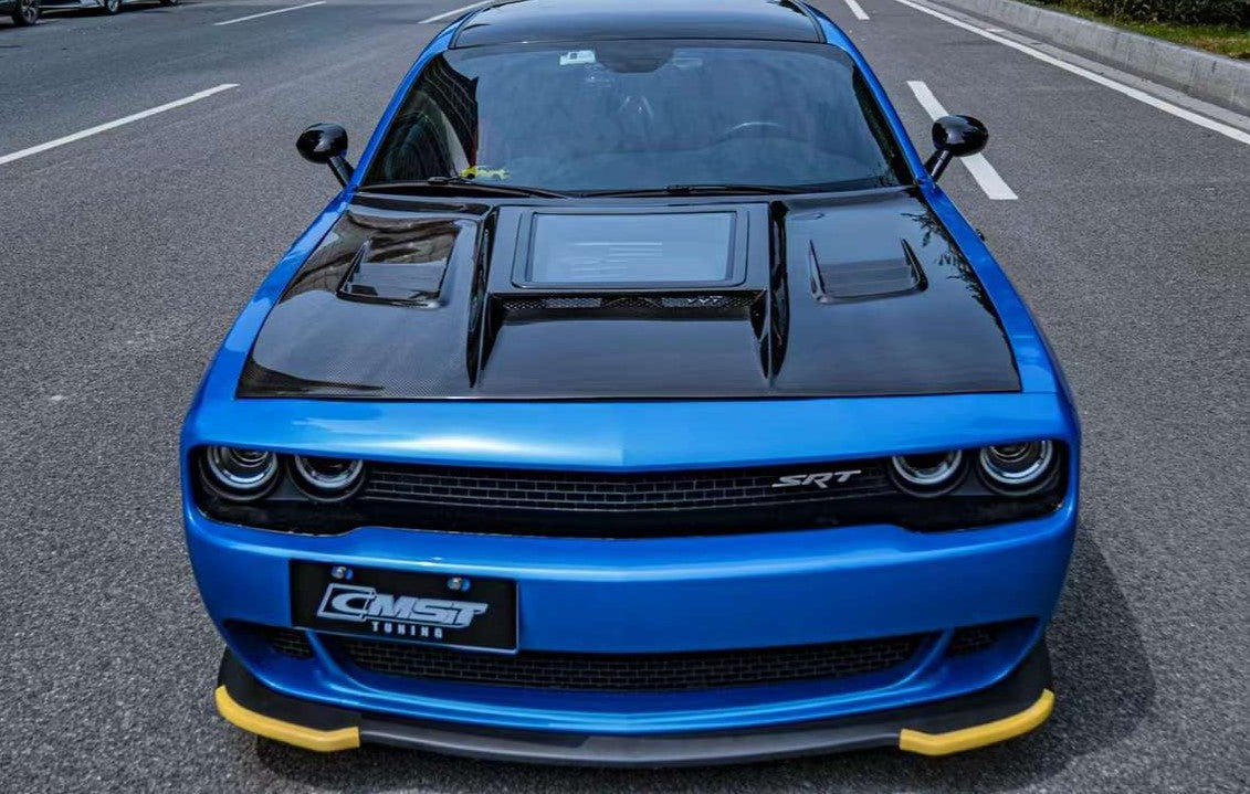 CMST Tuning Carbon Fiber Glass Clearview Hood Bonnet for Dodge Challenger 2008-ON