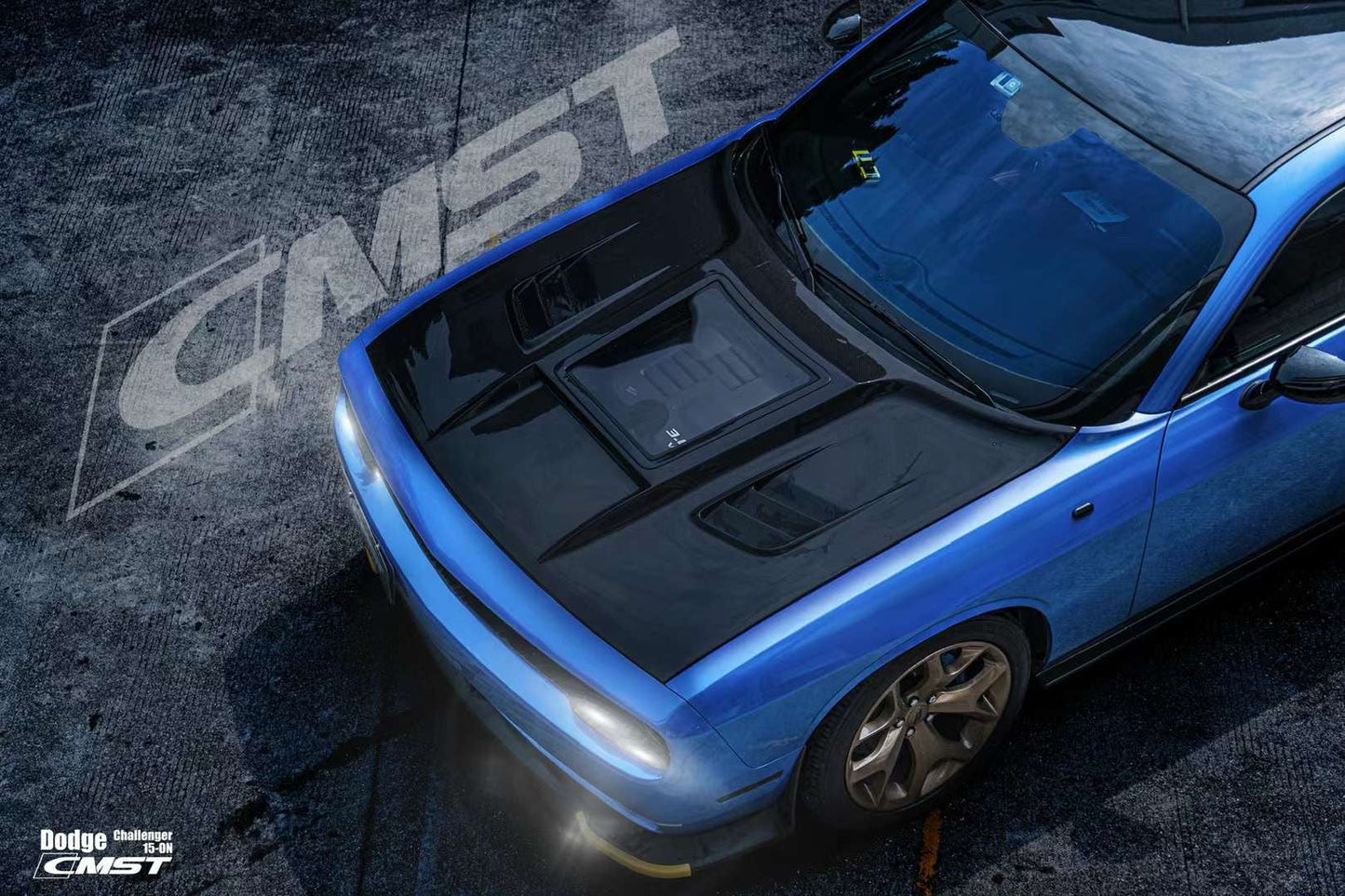 CMST Tuning Carbon Fiber Glass Clearview Hood Bonnet for Dodge Challenger 2008-ON