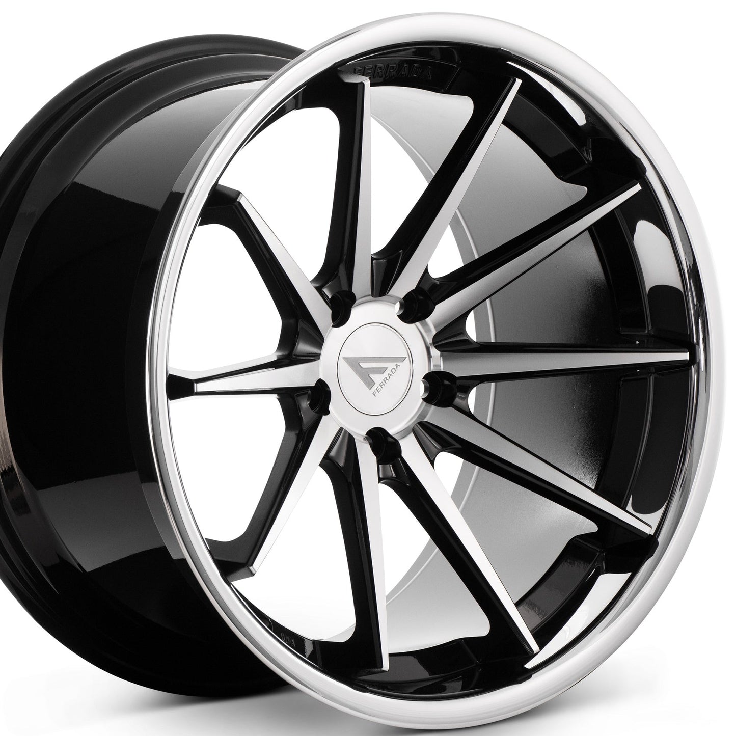 20x10.5 Ferrada FR4 Machine Black w/Chrome Lip Wheel-C-Dub Tech