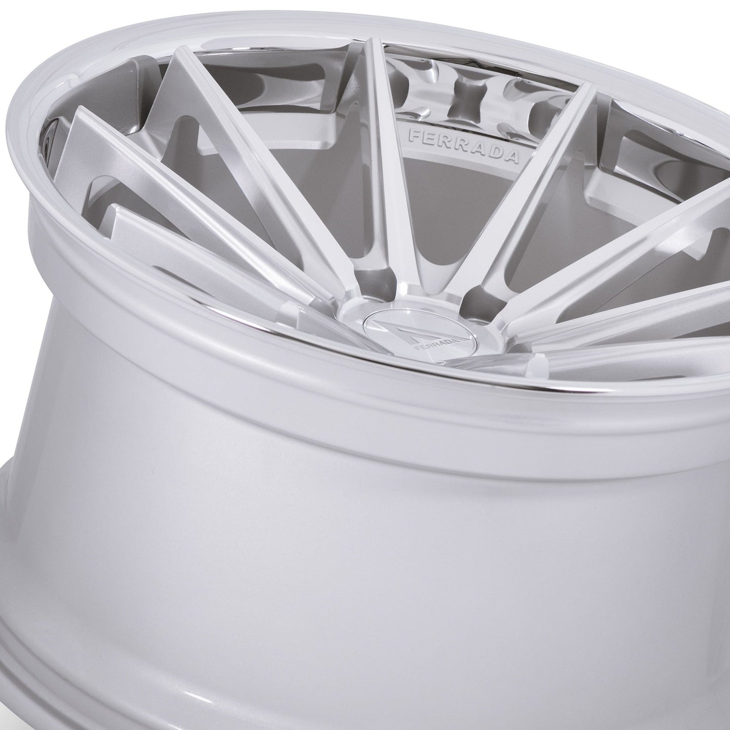 19" (Full Staggered Set) Ferrada FR4 19x8.5 19x10.5 Machine Silver w/ Chrome Lip Wheels-C-Dub Tech