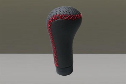 Nardi Prestige Line Shift Knob - Blk Perf.Leather / Red Stitch