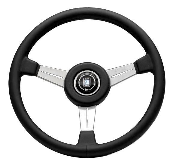 Nardi Classic - 360mm (Black Leather / Satin Silver Spokes / Black Stitching)