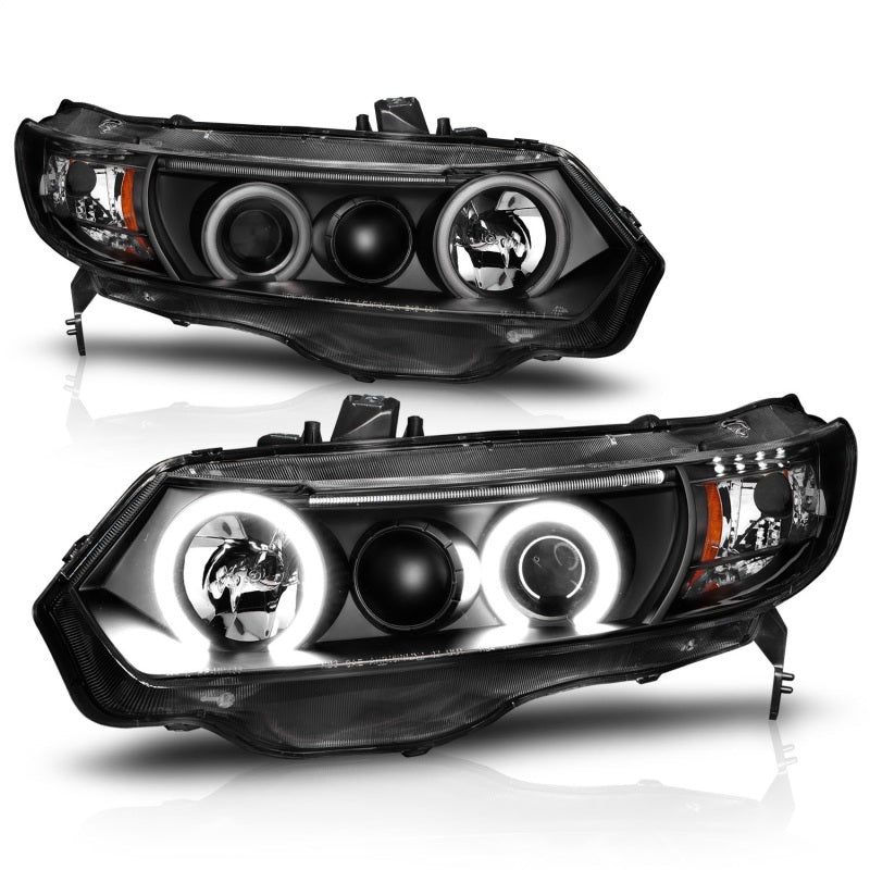 ANZO 2006-2011 Honda Civic Projector Headlights w/ Halo Black (CCFL) - 121062-C-Dub Tech