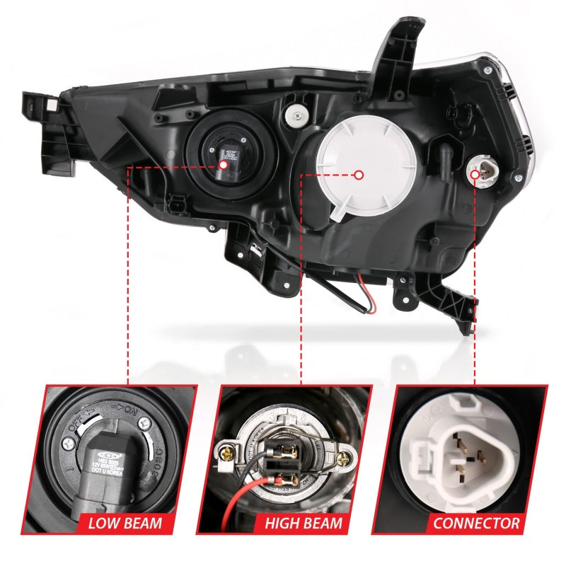 ANZO 14-18 Toyota 4 Runner Plank Style Projector Headlights Chrome - 111417-C-Dub Tech