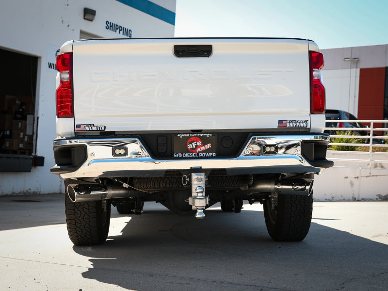 aFe Large Bore-HD 4in 409SS DPF-Back Exhaust System w/Polished Tips - 49-44126-P-C-Dub Tech