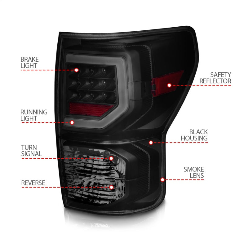 Anzo 07-11 Toyota Tundra Full LED Tailights Black Housing Smoke - 311387-C-Dub Tech