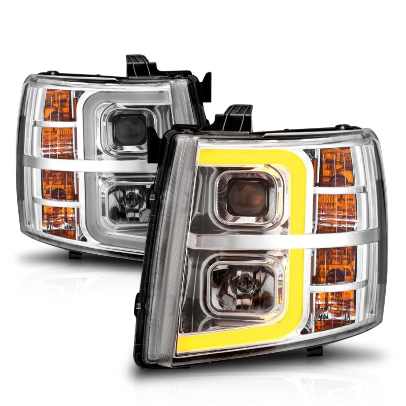 ANZO 2007-2013 Chevrolet Silverado 1500 Projector w/ Light Bar Chrome - 111546-C-Dub Tech