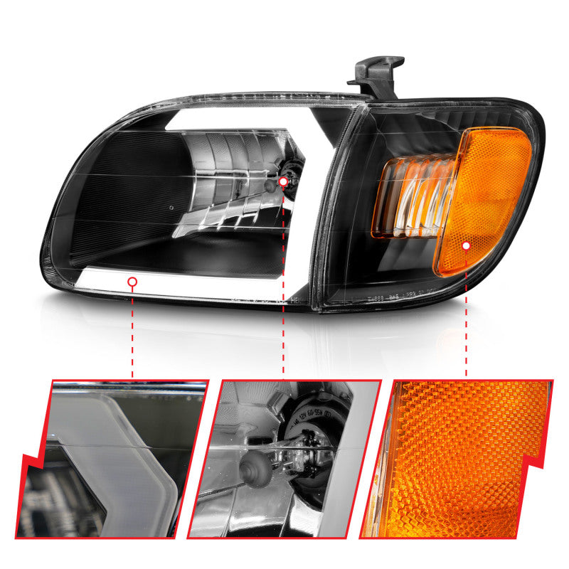 ANZO 00-04 Toyota Tundra (Fits Reg/Acc Cab Only) Crystal Headlights - 111579-C-Dub Tech