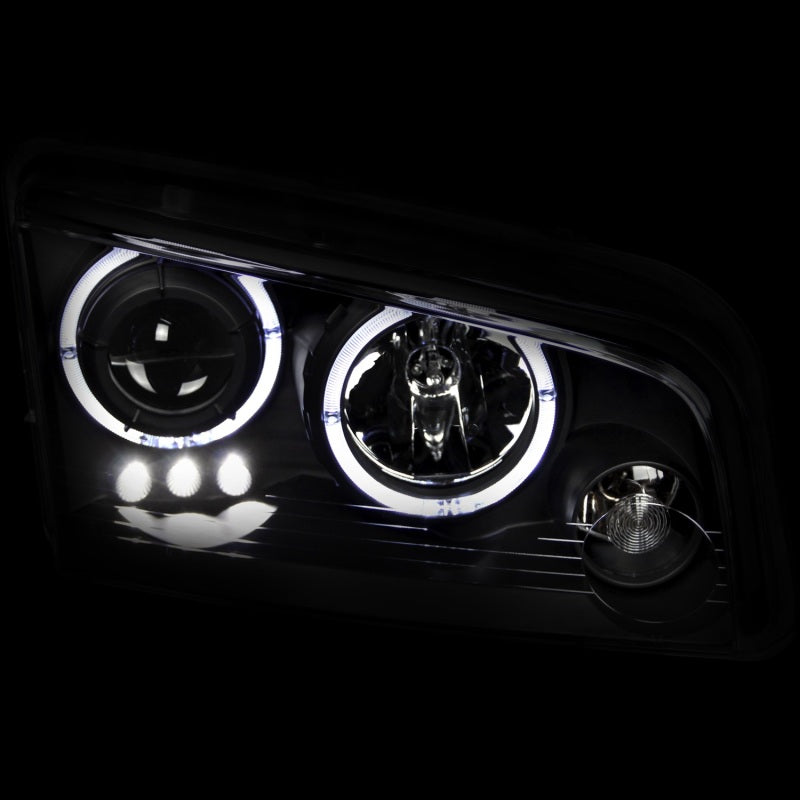 ANZO 2006-2010 Dodge Charger Projector Headlights w/ Halo Black - 121381-C-Dub Tech
