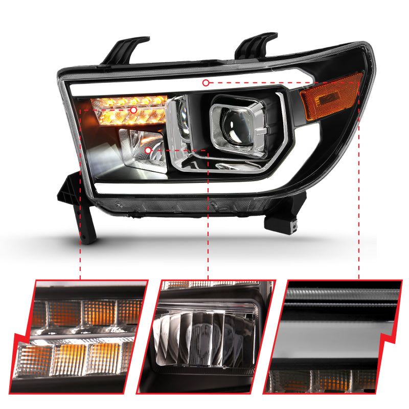 ANZO 2007-2014 Toyota Tundra Projector Light Bar H.L Black Amber(Led - 111447-C-Dub Tech