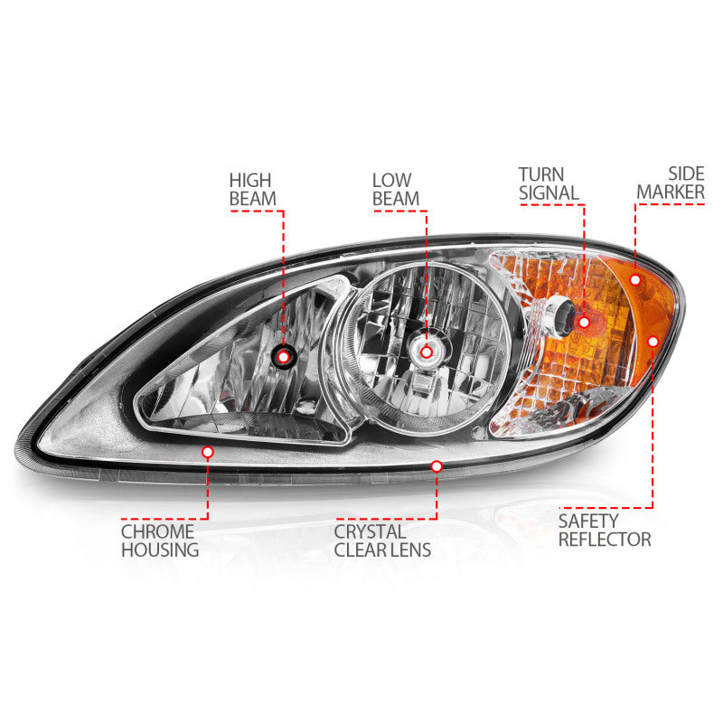 ANZO 2008-2016 International Prostar Crystal Headlights Chrome Housing - 131033-C-Dub Tech