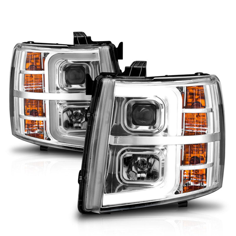 ANZO 2007-2013 Chevrolet Silverado 1500 Projector w/ Light Bar Chrome - 111546-C-Dub Tech