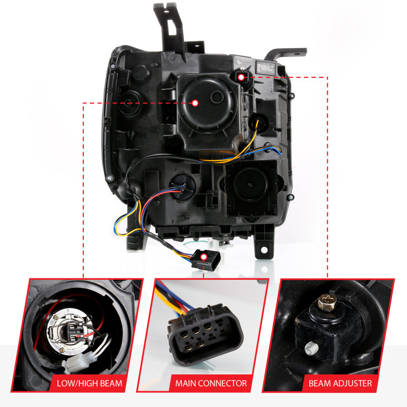 ANZO GMC SIERRA 1500 14-15 2500H/15-19 Projector Headlight Plank Style - 111487-C-Dub Tech