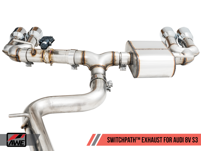 AWE Tuning Audi 8V S3 SwitchPath Exhaust w/Chrome Silver Tips - 3025-42068-C-Dub Tech