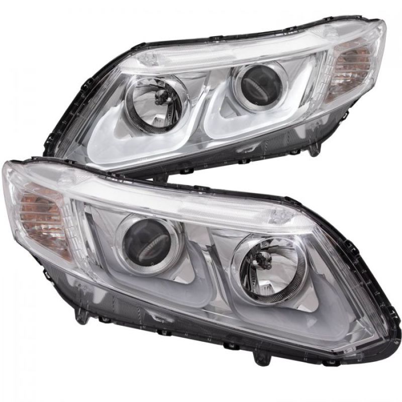 ANZO 2012-2015 Honda Civic Projector Headlights w/ U-Bar Chrome - 121478-C-Dub Tech