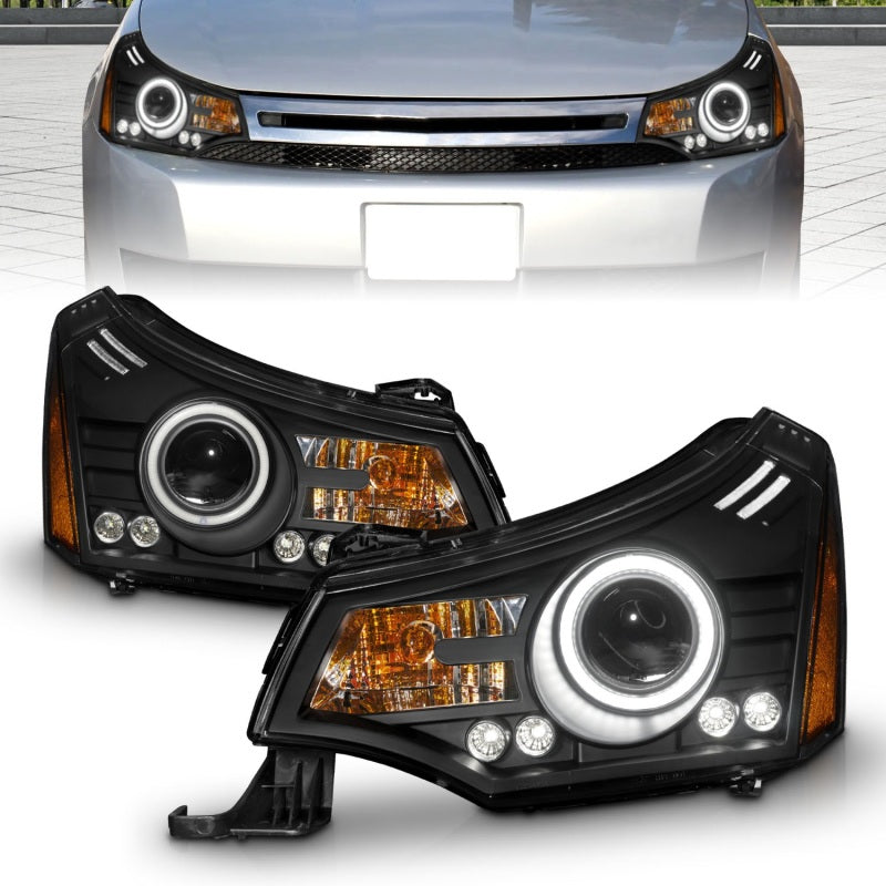 ANZO 2008-2011 Ford Focus Projector Headlights Black - 121272-C-Dub Tech